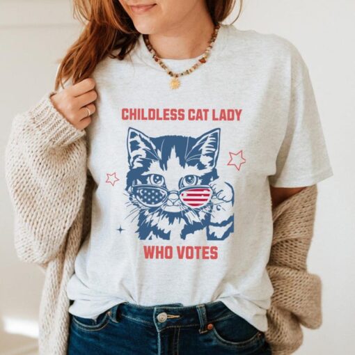 Childless Cat Lady Shirt, 2024 Election shirt, Vote Blue Shirt