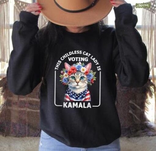 Childless Cat Lady Kamala Sweatshirt, Ladies Voting Kamala Sweatshirt