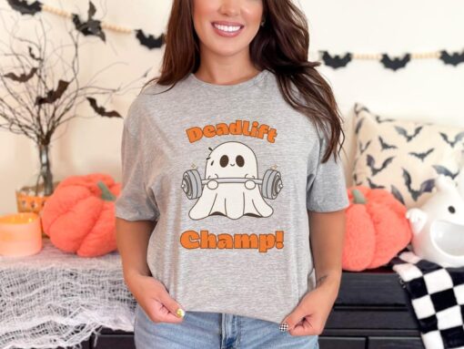 Deadlift Champ Funny Halloween T-Shirt | Spooky Fitness Gym Tee