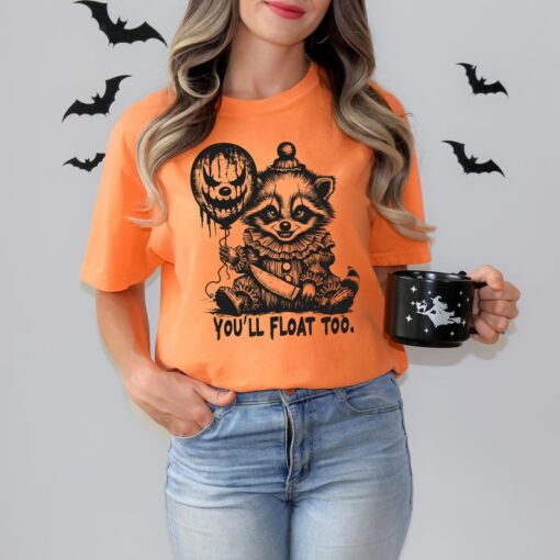 Comfort Colors You'll Float Too Horror Raccoon Halloween Shirt