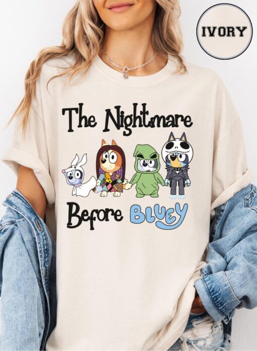 Comfort Colors Bluey Halloween Shirt, The Nightmare Before Bluey