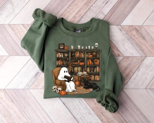 Reading Ghost Sweatshirt, Halloween Sweatshirt, Book Lover Shirt