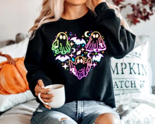 Neon Lights Ghost Sweatshirt, Halloween Ghost Shirt