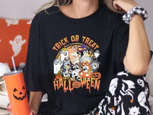 Bluey Halloween Trick or Treat, Retro Spooky Halloween Sweatshirt