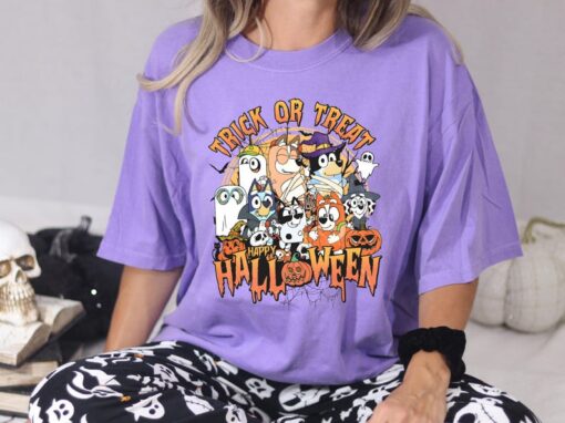 Bluey Halloween Trick or Treat, Retro Spooky Halloween Sweatshirt