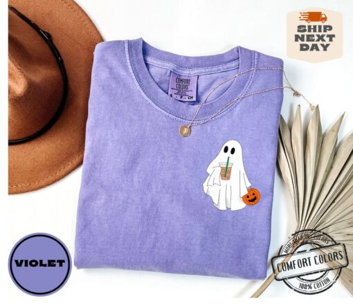 Halloween Ghost Comfort Colors®, Cute Spooky Coffee Tee