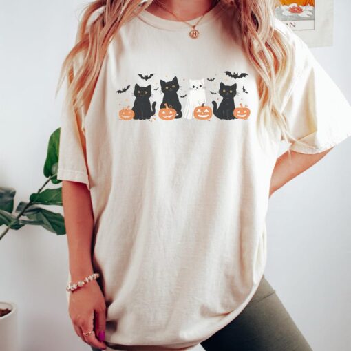 Halloween Cat Shirt, Ghost Shirt, Ghost Cat Shirt, Happy Halloween