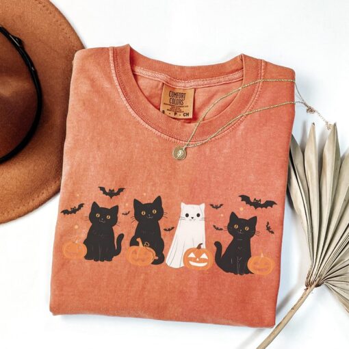 Halloween Cat Shirt, Ghost Shirt, Ghost Cat Shirt, Happy Halloween