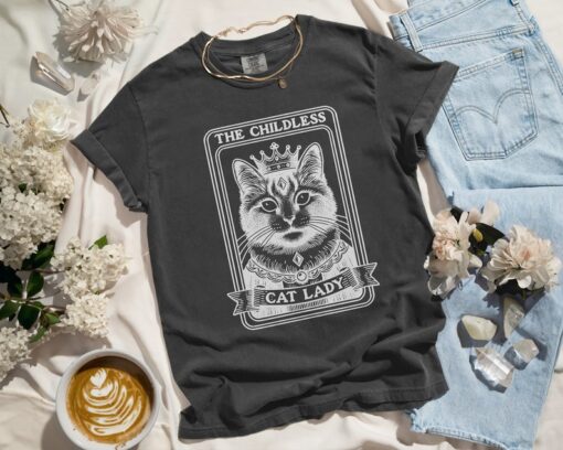 Tarot Card Shirt Childless Cat Lady for Kamala Shirt Cat Lover Gift