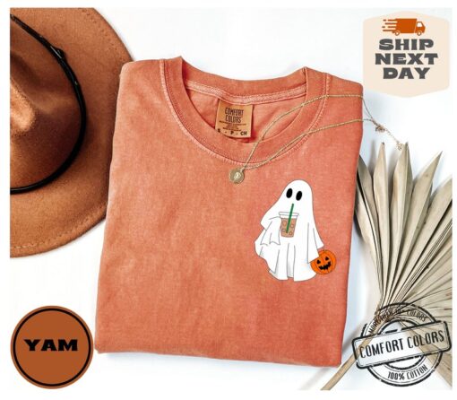 Halloween Ghost Comfort Colors®, Cute Spooky Coffee Tee