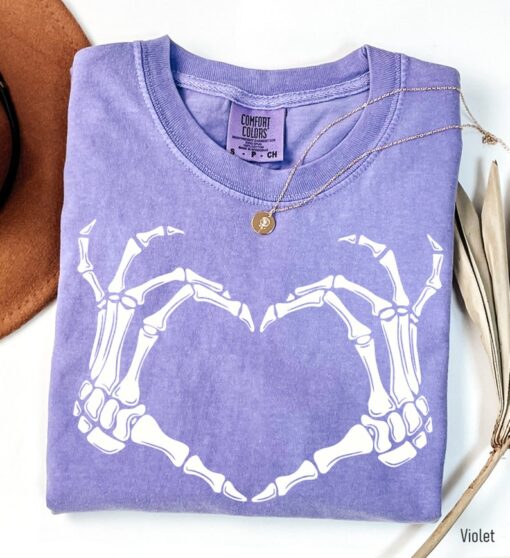 Comfort Colors® Skeleton Hand Shirt, Skeleton Halloween Shirt