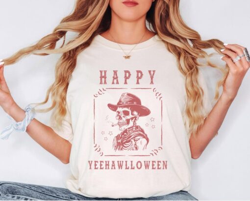 Happy Yeehawlloween T-Shirt, Spooky Skeleton Shirt