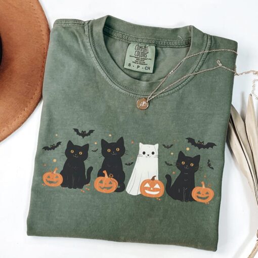 Halloween Cat Shirt, Ghost Shirt, Ghost Cat Shirt, Happy Halloween