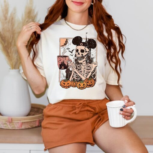 Comfort Colors® Halloween Disneyland Mickey Skeleton Coffee Shirt