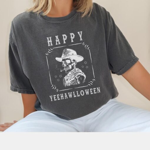 Happy Yeehawlloween T-Shirt, Spooky Skeleton Shirt