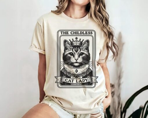 Tarot Card Shirt Childless Cat Lady for Kamala Shirt Cat Lover Gift