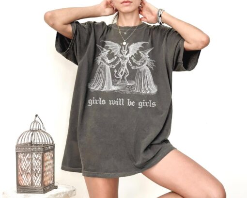 Girls Will Be Girls Witch Shirt Vintage Halloween Shirt Funny Feminist