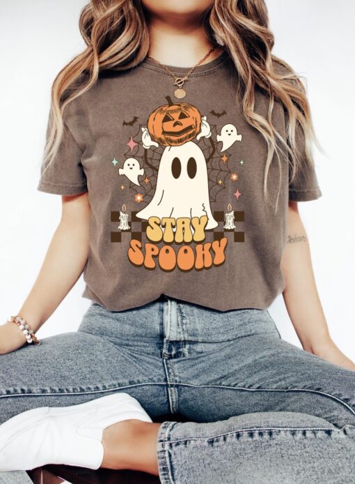 Retro Comfort Colors Ghost Shirt, Cute Fall Halloween Tee