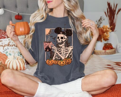 Comfort Colors® Halloween Disneyland Mickey Skeleton Coffee Shirt