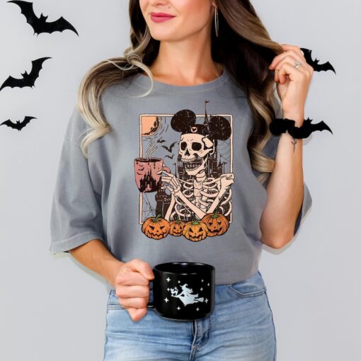 Comfort Colors® Halloween Disneyland Mickey Skeleton Coffee Shirt